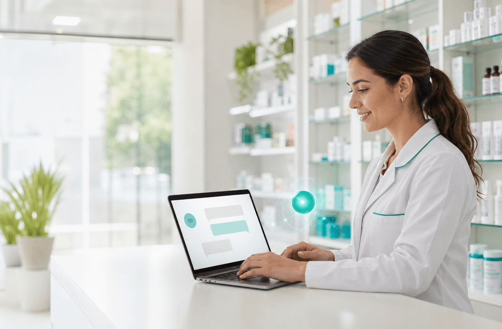 Profesional de farmacia entrenando con un asistente de IA